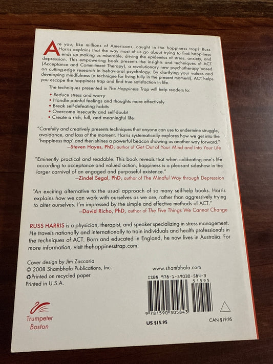 Russ Harris The Happiness Trap back cover