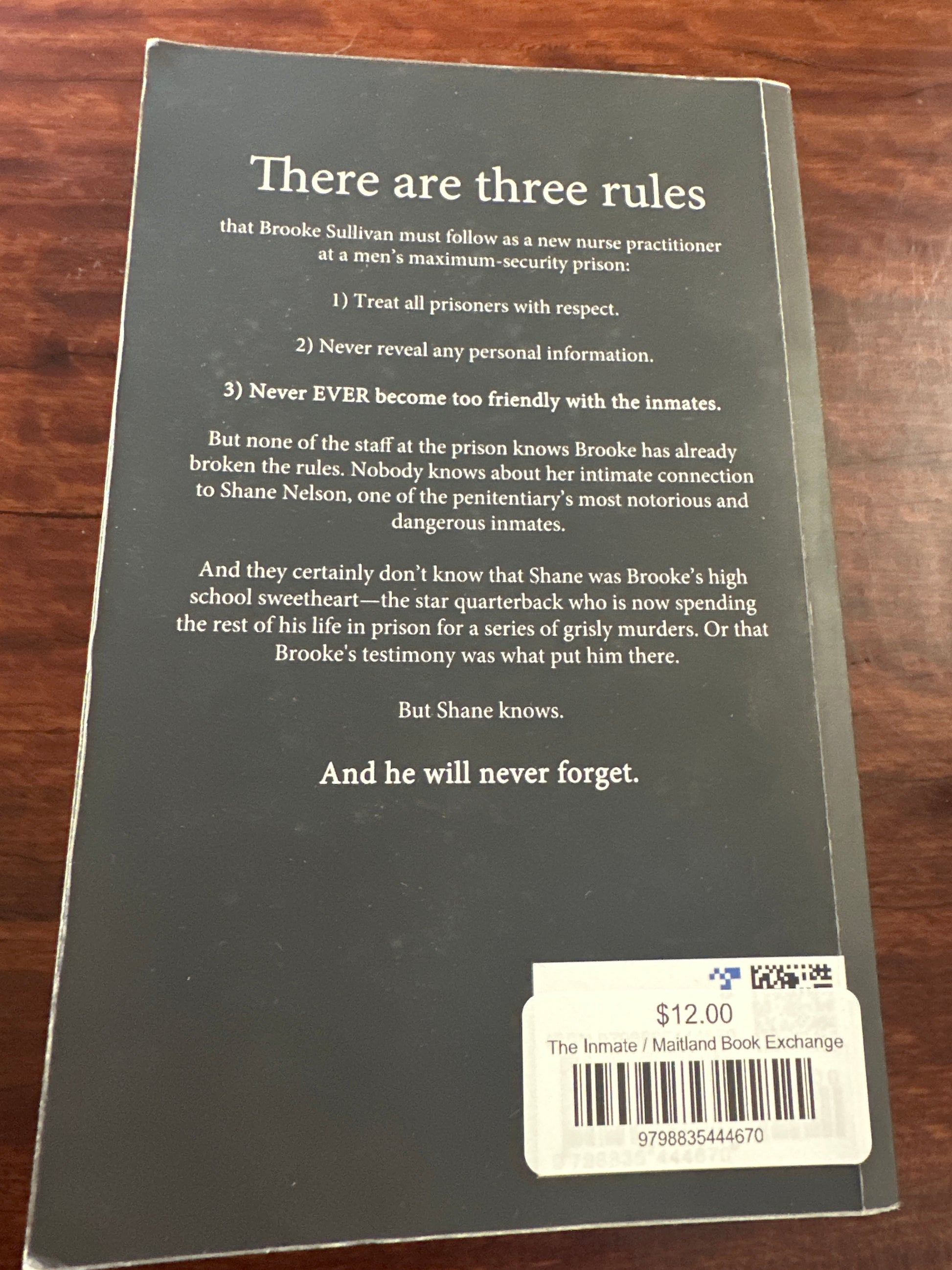 The Inmate by Frieda McFadden back cover