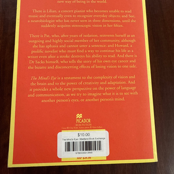 Oliver Sacks The Minds Eye back cover