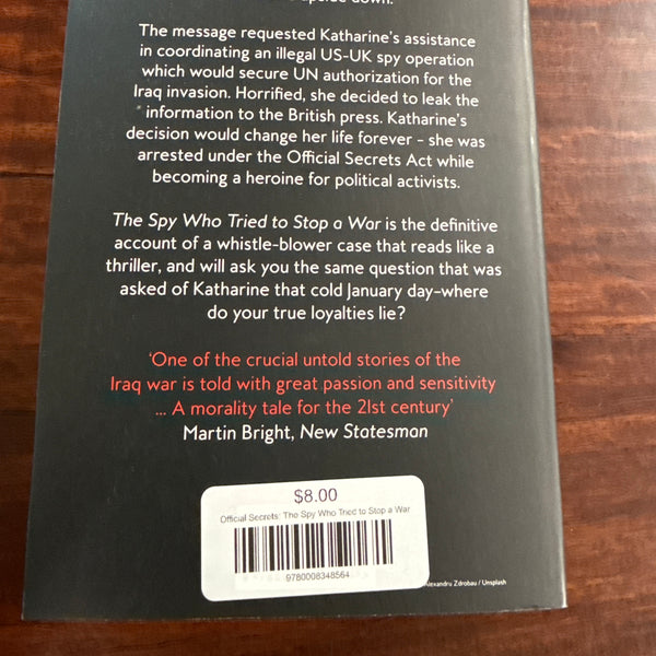 The Spy who tried to stop a war back cover