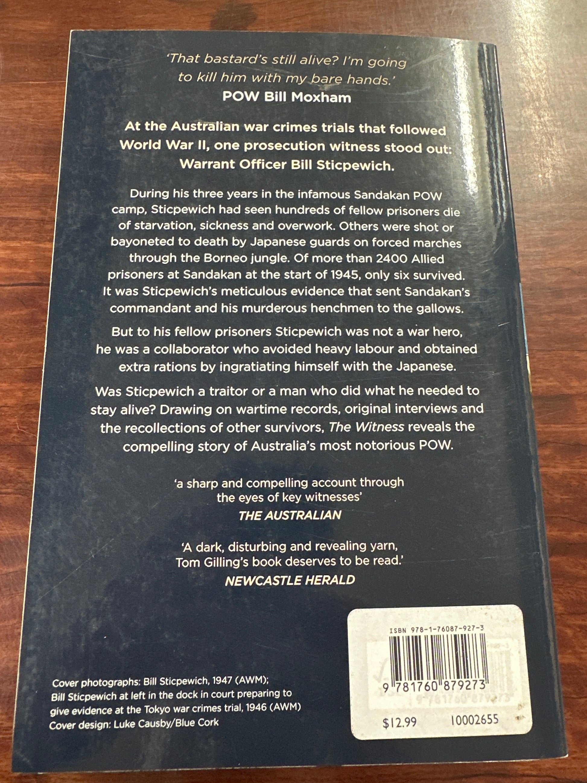Tom Gilling The Witness back cover