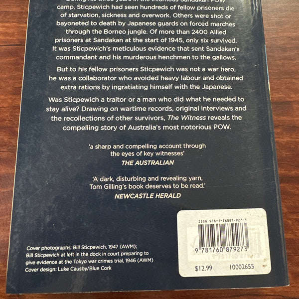 Tom Gilling The Witness back cover
