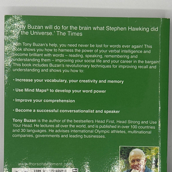 Tony Buzan The Power of Verbal Intelligence: 10 ways to tap into your verbal genius actual back cover used books