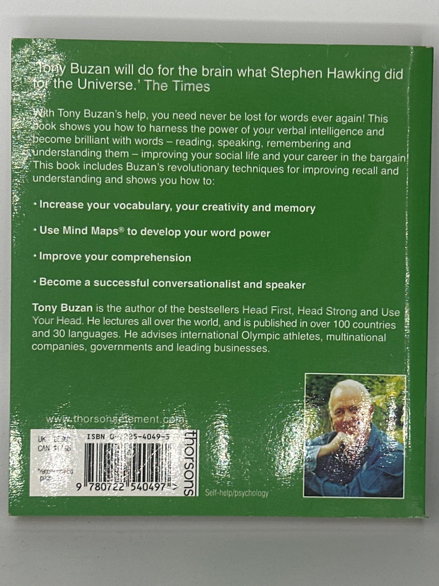 Tony Buzan The Power of Verbal Intelligence: 10 ways to tap into your verbal genius actual back cover used books