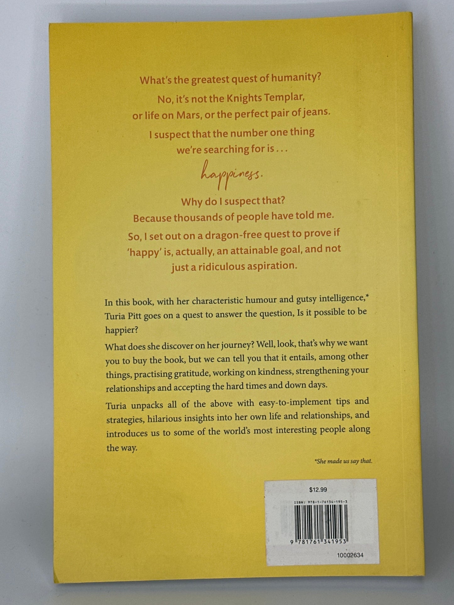 Turia Pitt Happy and Other Ridiculous Aspirations actual back cover used books
