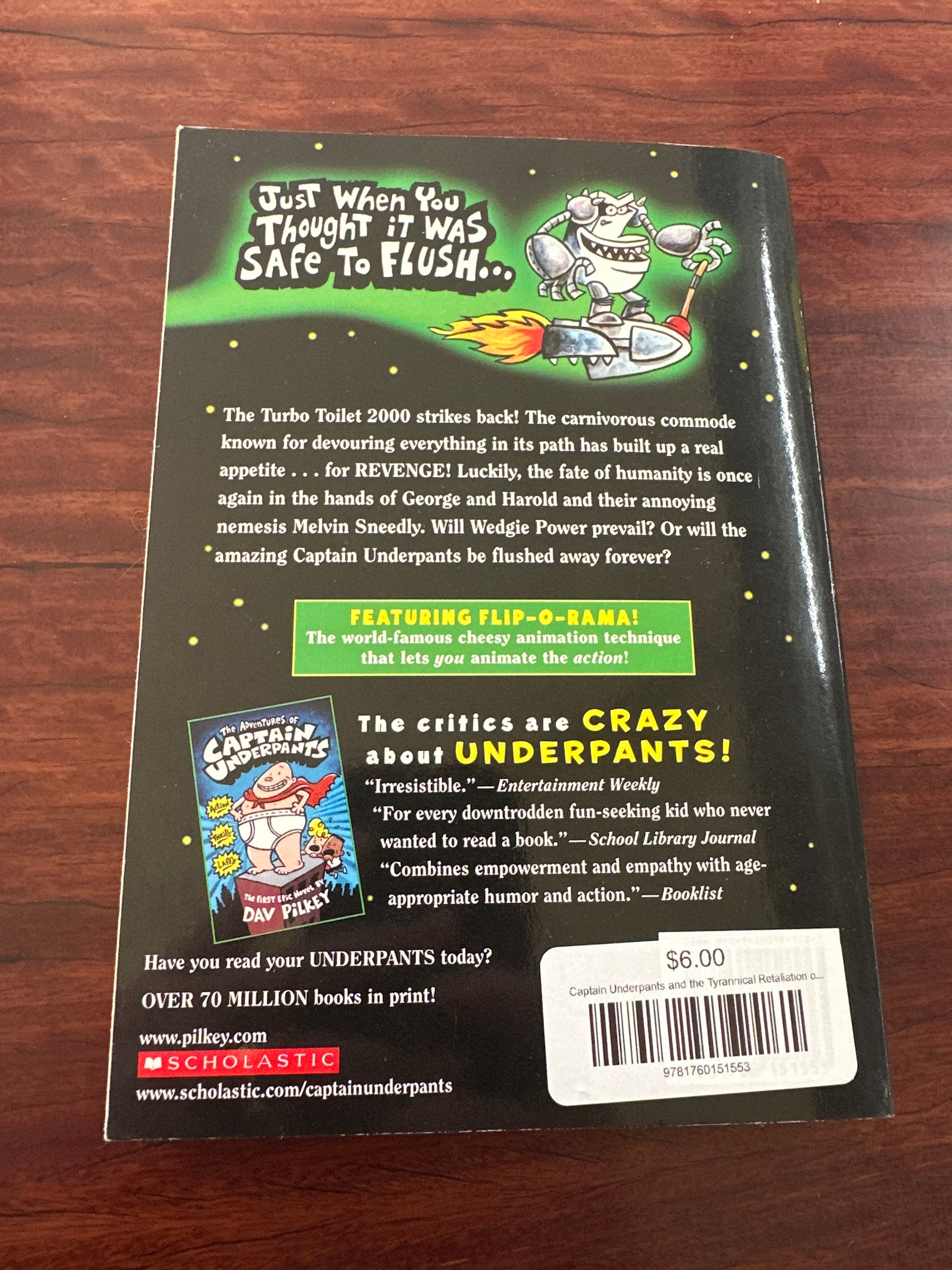 Dav Pilkey Captain Underpants and the Tyrannical Retaliation of the Turbo Toilet 2000 back cover image