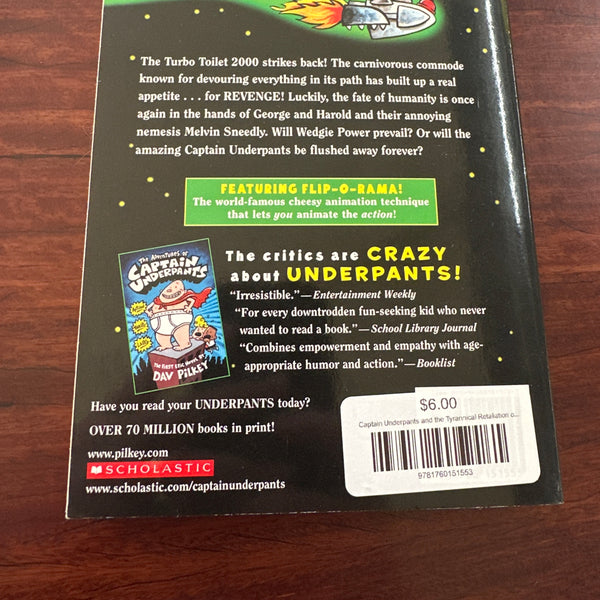 Dav Pilkey Captain Underpants and the Tyrannical Retaliation of the Turbo Toilet 2000 back cover image