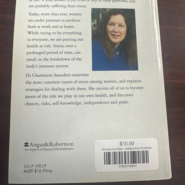 Dr Charmaine Saunders Women and Stress back cover image
