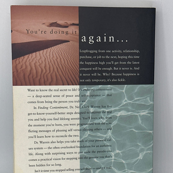 neil clark warren Finding Contentment When Momentary Happiness Just Isn't Enough actual back cover used books
